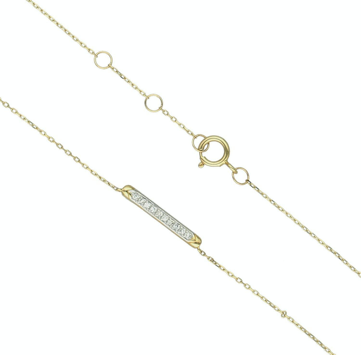 Złoty naszyjnik damski 585 klasyczny z 10 diamentami 0,1ct N07117Y C. Złoty naszyjnik z diamentami. Naszyjnik damski z diamentami. Naszyjnik damski złoty z diamentami. Złoty naszyjnik idealny na prezent dla kobiety..jpg